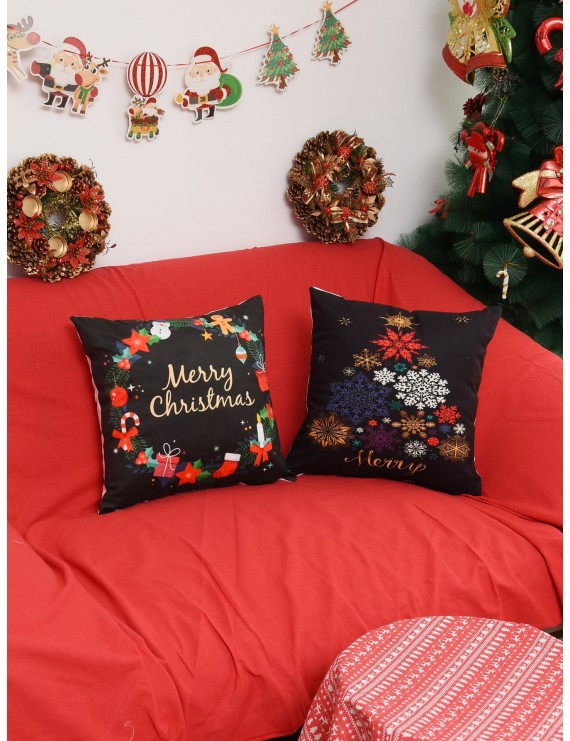1pc Christmas Print Cushion Cover