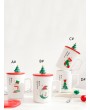 3pcs Christmas Print Ceramic Mug With Lid & Spoon