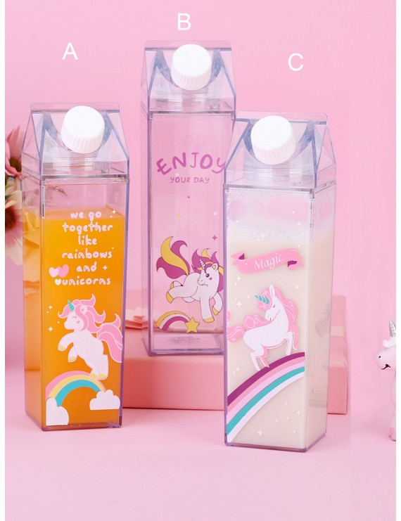 Unicorn Print Clear Water Bottle 1pc